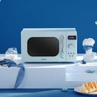 COMFEE 800W 20L Retro Microwave Oven with LED Display Red/Cream/Pastel Green