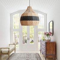 Lightsin Dual-Tone Handwoven Natural Rattan Pendant Ceiling Light