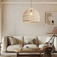 Lightsin Woven Rattan Dome Pendant Ceiling Light for Rustic Interiors