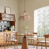 Lightsin Bohemian Woven Rattan Dome Pendant Light for Cozy Interiors