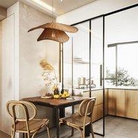 Lightsin Organic Woven Rattan and Iron Pendant Light for Cozy Spaces
