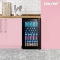 COMFEE 93L Black Compact Drinks Fridge with Adjustable Shelves and LED Light