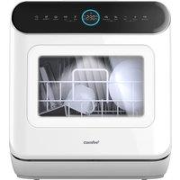 COMFEE 6L White Compact Countertop Dishwasher with LED Display and 6 Place Settings