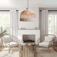 Lightsin Rattan Pendant Light with Lattice Cut Design Elegant Openwork Ceiling Light