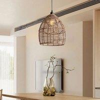 Lightsin Bohemian Woven Rattan Pendant Light Wicker Ceiling Fixture