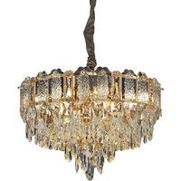 Lightsin Elegant Crystal-Accented Champagne Gold Crystal Chandelier Pendant Light