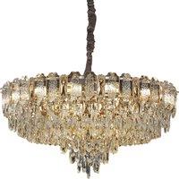 Lightsin Elegant Crystal-Accented Champagne Gold Crystal Chandelier Pendant Light