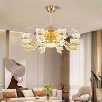 Lightsin Ceiling Fan Light with Gold Copper and Crystal 78cm Elegant Fan Light