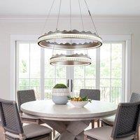 Lightsin Golden Crystal Dual-Ring LED Pendant Light in Modern Aluminum Design