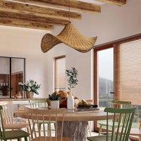 Lightsin Handwoven Rattan Pendant Light Natural & White Hat-Shaped Ceiling Light