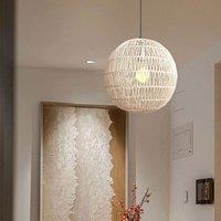 Lightsin Handwoven Cotton Rope and Iron Round Pendant Light for Cozy Spaces