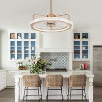 Lightsin Modern Reversible 3-Blades Metal Ceiling Fan with LED Light