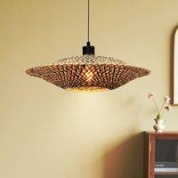 Lightsin Handcrafted Black Natural Earthy Tones Bamboo Pendant Light
