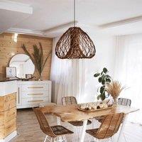 Lightsin Natural Woven Rattan Pendant Light for Rustic Interiors