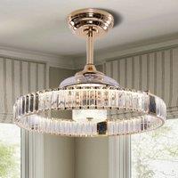 Lightsin Elegant Gold Silent Ceiling Fan Lamp with Crystal Accent
