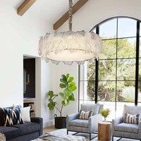 Lightsin Modern Vintage Leaf Glass Pendant Light with Metal Frame for Living Room