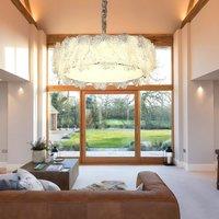Lightsin Modern Vintage Leaf Glass Pendant Light with Metal Frame for Living Room