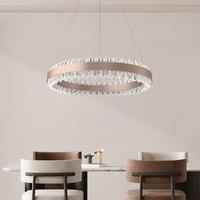 Lightsin Crystal LED Pendant Light Gold Circular Chandelier with Crystal Edges