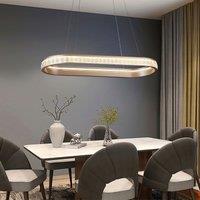 Lightsin Elegant Champagne Gold Oval Pendant Light with Crystal Accents