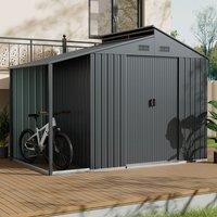 66 ft Galvanized Steel Outdoor Storage Shed with Lean-to