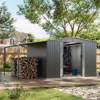 88ft/ 108ft Metal Grey Outdoor Storage Shed with Lean-to