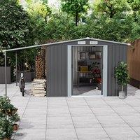 88ft/ 108ft Metal Grey Outdoor Storage Shed with Lean-to