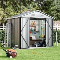 68 ft Metal Outdoor Storage Shed with Lockable Double Swing Doors
