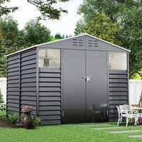 78 ft Charcoal Steel Tool Shed with Front Windows and Ventilation