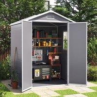 6x4ft Plastic Corrosion-Resistant Garden Storage Shed with Lockable Door