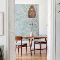 Lightsin Handwoven Rattan Bell Pendant Light for Dining Room Decor