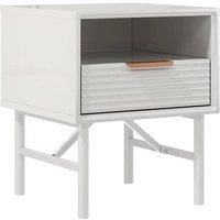 White Striped Wooden Nightstand