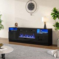 36 Inch Recessed Electric Fireplace TV Stand with Closed Storage