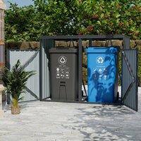 6ft/ 7ft Outdoor Metal Garbage Can Garden Storage Shed