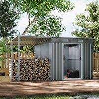 5.5x3.5 ft/ 5.5x5.5 ft/ 5.5x7.5 ft/ 5.5x9 ft Metal Pent Roof Outdoor Storage Shed with Lean-to