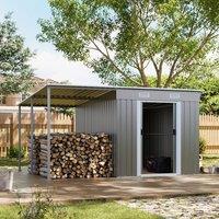 5.5x3.5 ft/ 5.5x5.5 ft/ 5.5x7.5 ft/ 5.5x9 ft Metal Pent Roof Outdoor Storage Shed with Lean-to