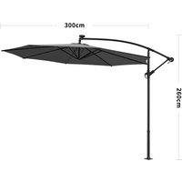 Beige/Light Grey/Dark Grey 3m Iron Banana Umbrella Cantilever Garden Parasols with LED Lights