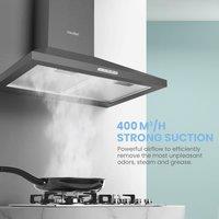 Black 60CM/ 90CM Wall-mounted 3-Speed Chimney Range Hood Cooker Extractor