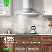 Class A+ 60cm Chimney Cooker Range Hood Kitchen Extractor with 3-Speed Modes