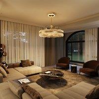 Luxury Gold Frame LED Ceiling Fan Light with Retractable Blades