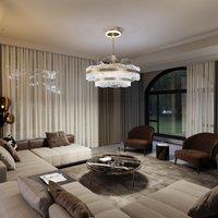 Luxury Gold Frame LED Ceiling Fan Light with Retractable Blades