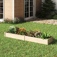 Solid Wood Raised Garden Bed with 2 Compartments