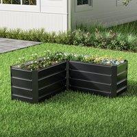 Outdoor Metal L-Shaped Raised Garden Bed