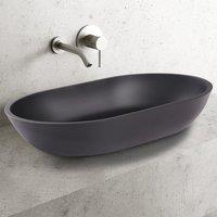 Oval Black Ceramic Vessel Bathroom Sink Drain Set