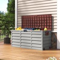 3ft L Grey Garden Storage Chest Box with Brown/Black Cover
