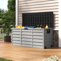 3ft L Grey Garden Storage Chest Box with Brown/Black Cover
