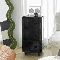 Square Multi-Tiered Plastic Storage Drawer Unit with Wheels