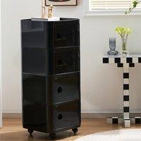 Square Multi-Tiered Plastic Storage Drawer Unit with Wheels