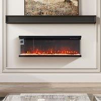 40/50/60-Inch 3-Sided Freestanding Electric Fireplace 12 Flame Colours and 5 Brightness Modes