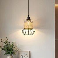 Lightsin Rustic Dining Room Woven Rattan Paper Rope Iron Chandelier for Kitchen Aisle Reading Corner