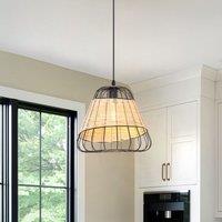 Lightsin Rustic Dining Room Woven Rattan Paper Rope Iron Chandelier for Kitchen Aisle Reading Corner